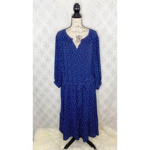 Talbots Anchor Printed Flounce Hem Dress NWT - Picture 3 of 5